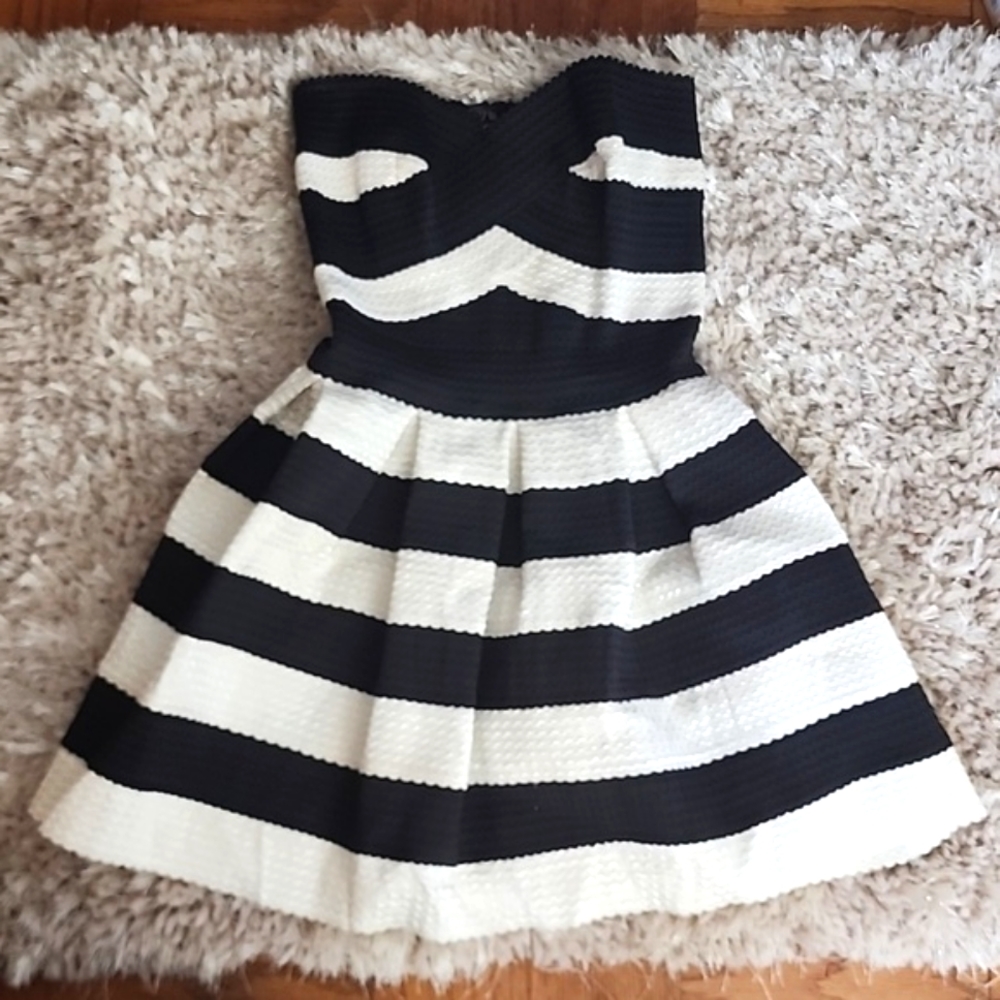 Black and white striped dress